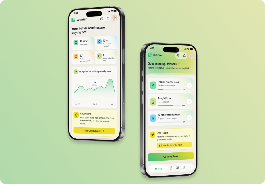 Leanier — UI/UX Design for a Lean-Thinking Productivity App project